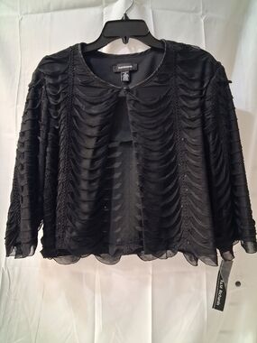 R&M Richards Black Textured Open Jacket